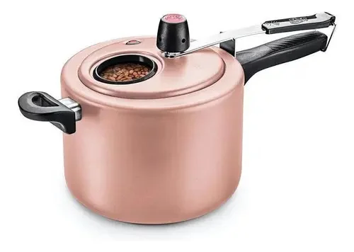Panela Pressão 4,5 Litros Visor Antiaderente Rose - Mta