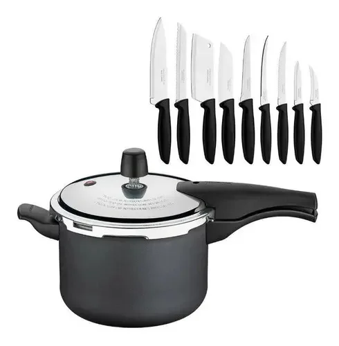 Panela Pressão 4,5l Grafite + Conjunto Facas 9pç Tramontina