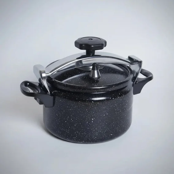Panela Pressão Antiaderente Mármore Indução Preta 6 Litros Preto
