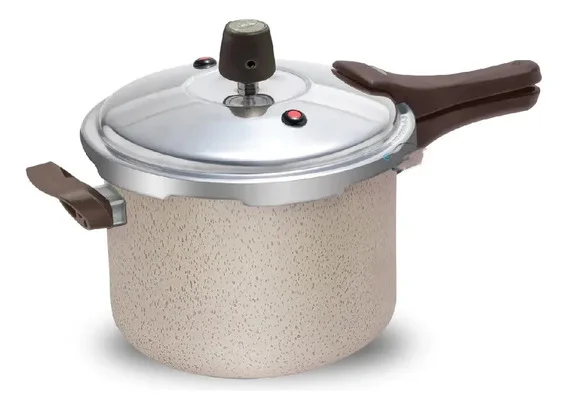 Panela Pressão 4,5l Fechamento Externo 6 Camada Antiaderente Vanilha