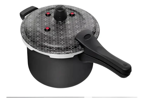 Panela Pressão Antiaderente Patolux 5l Fechamento Externo Cor Preto