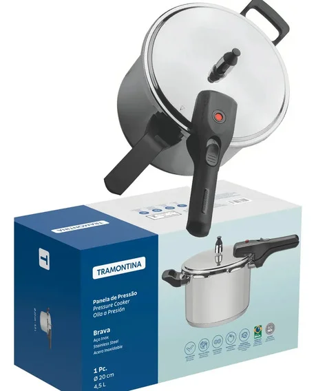 Panela Pressão Inox Indução Fundo Triplo Tramontina 4,5l Inox