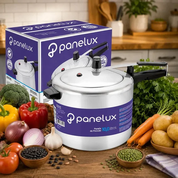 Panela Pressão Panelux 10 Litros Classic Alumínio Azul