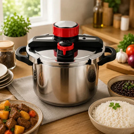 Panela Pressão Inox 6 Litros Indução Controle Inteligente Prateado